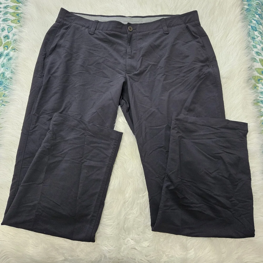 UNDER ARMOUR Golf Pants‎ Mens 42x32 Match Play Black Stretch Comfort Waistband